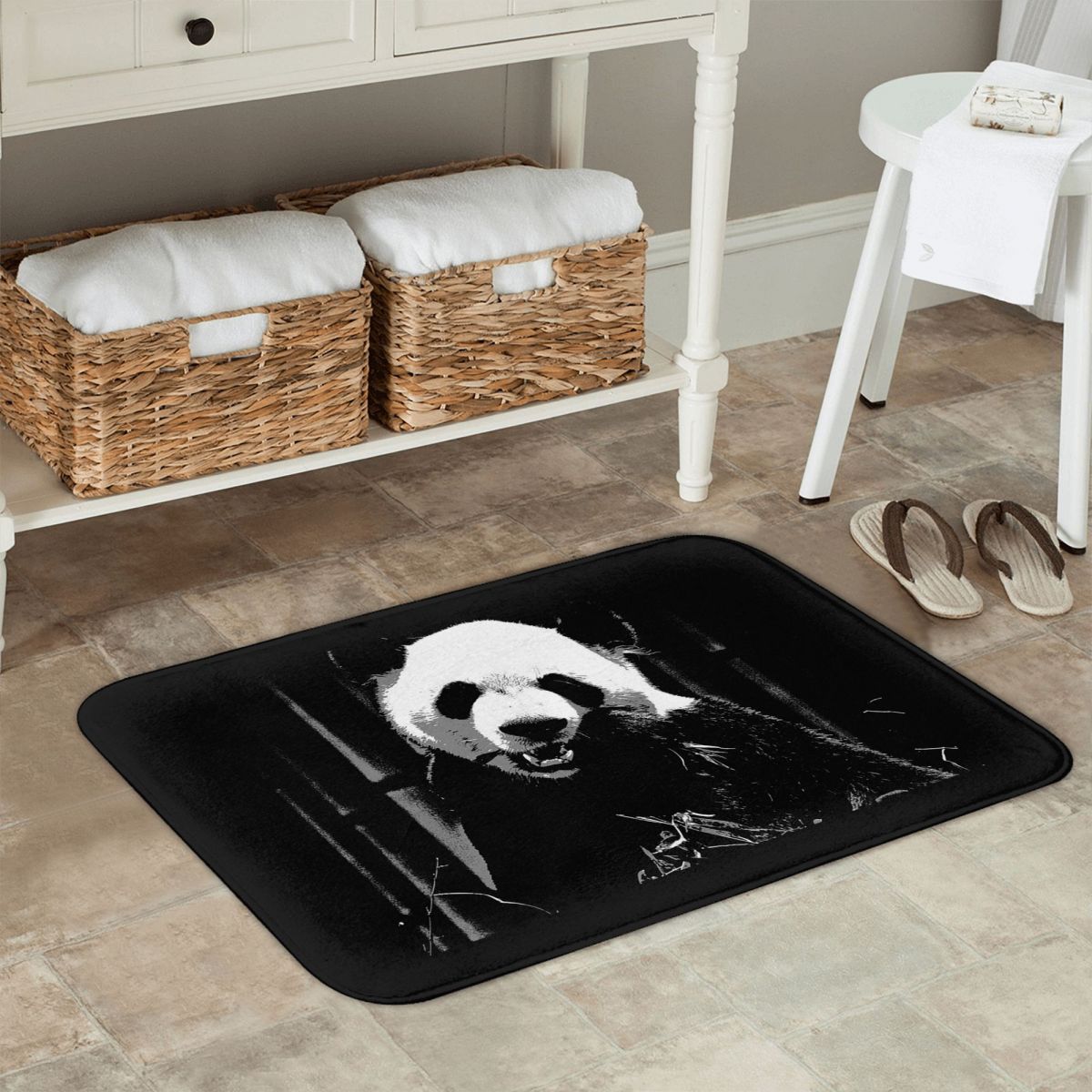Bamboo Bath Mat - Giant Panda Bear With Tasty Bamboo