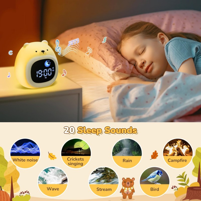 Alarm Clock for Kids Sleep Tra – White Noise Machine Sleep recenzja i cena