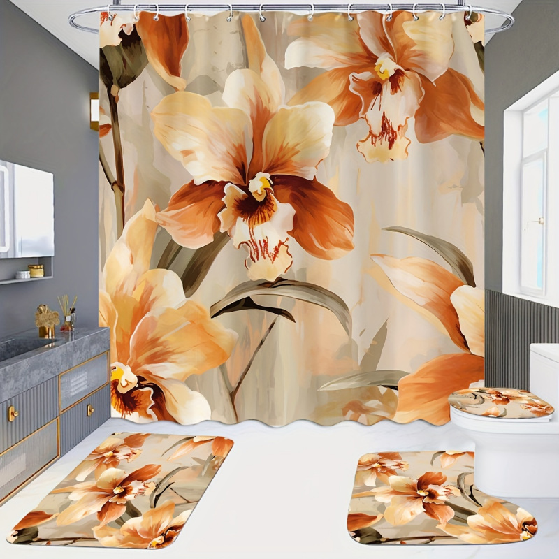 Vintage Orange Floral Water-Re – Bamboo Bath Mat recenzja i cena