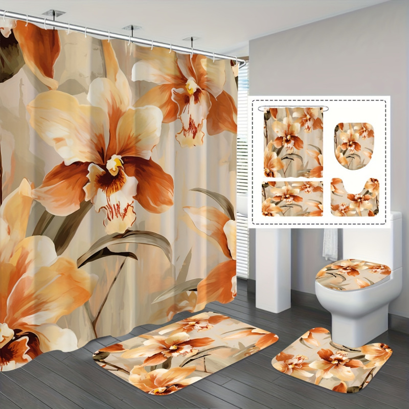 Vintage Orange Floral Water-Re – Bamboo Bath Mat recenzja i cena