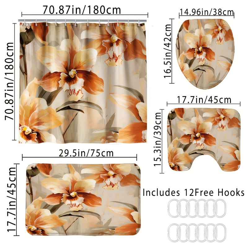 Vintage Orange Floral Water-Re – Bamboo Bath Mat recenzja i cena
