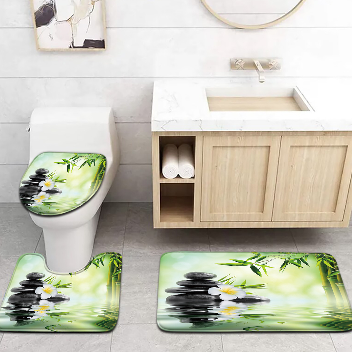 3-Piece Chinese Bamboo Water F – Bamboo Bath Mat recenzja i cena