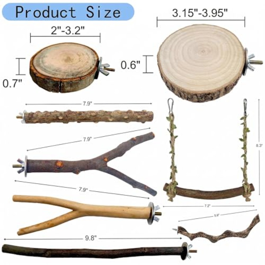 8PCS natural wood bird perches – Health & Wellness Juice & Smoothie Bar recenzja i cena