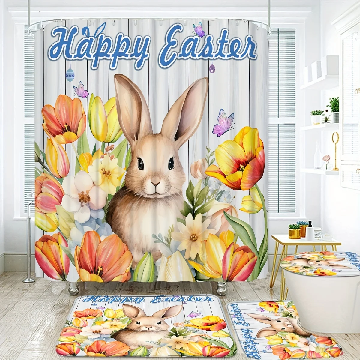 4pcs Cute Rabbit Easter Patter – Bamboo Bath Mat recenzja i cena