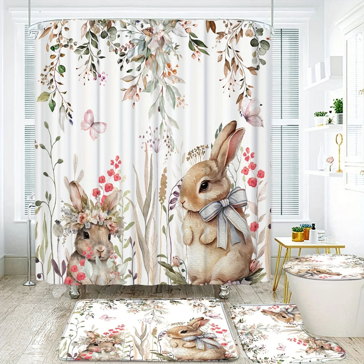 4pcs Cute Rabbit Easter Patter – Bamboo Bath Mat recenzja i cena