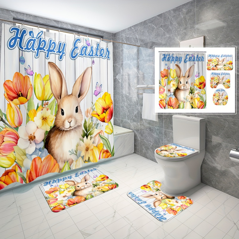 4pcs Cute Rabbit Easter Patter – Bamboo Bath Mat recenzja i cena